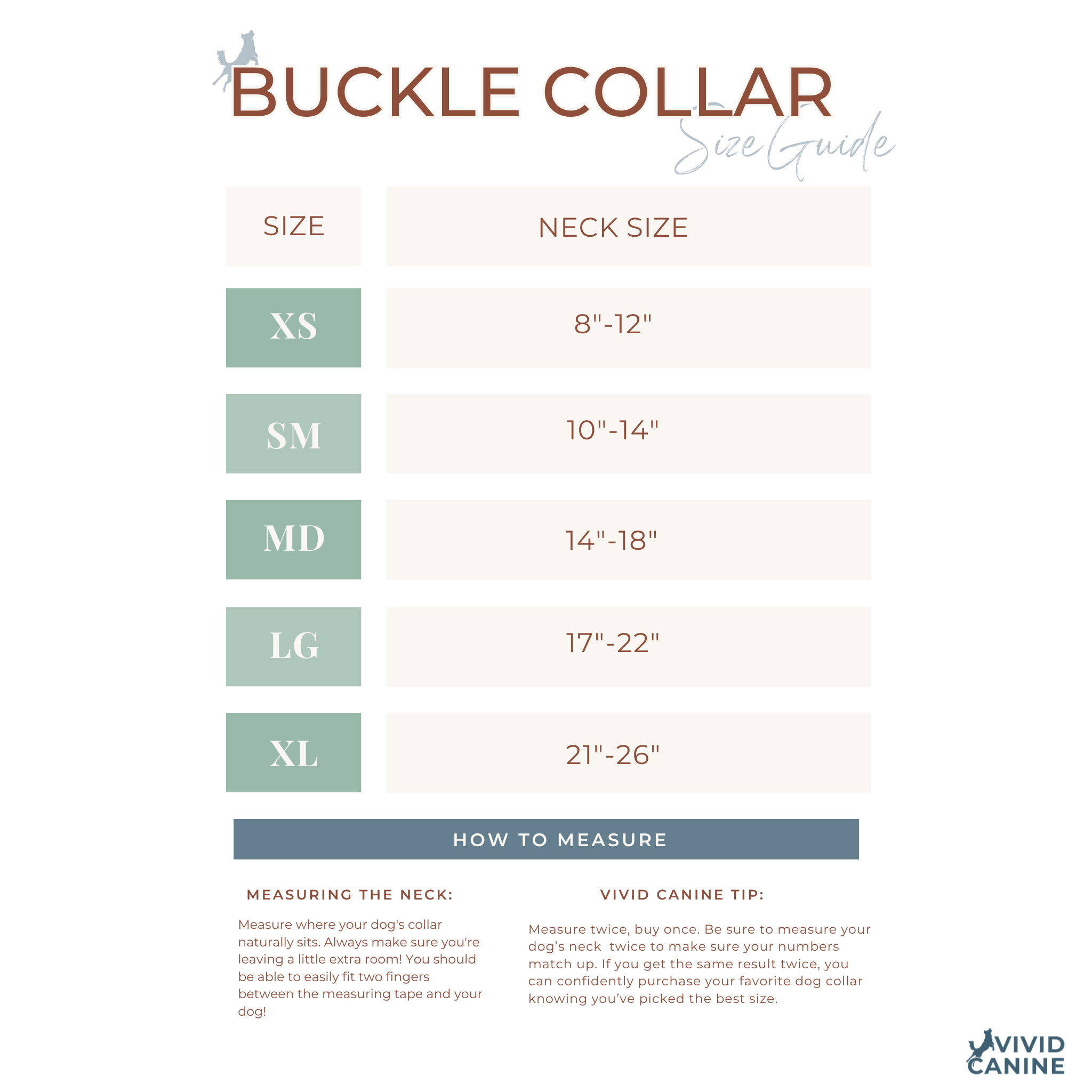 BioThane buckle collarsize guide chart