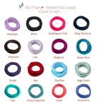 BioThane waterproof rolled slip leash color chart - available colors - Vivid Canine