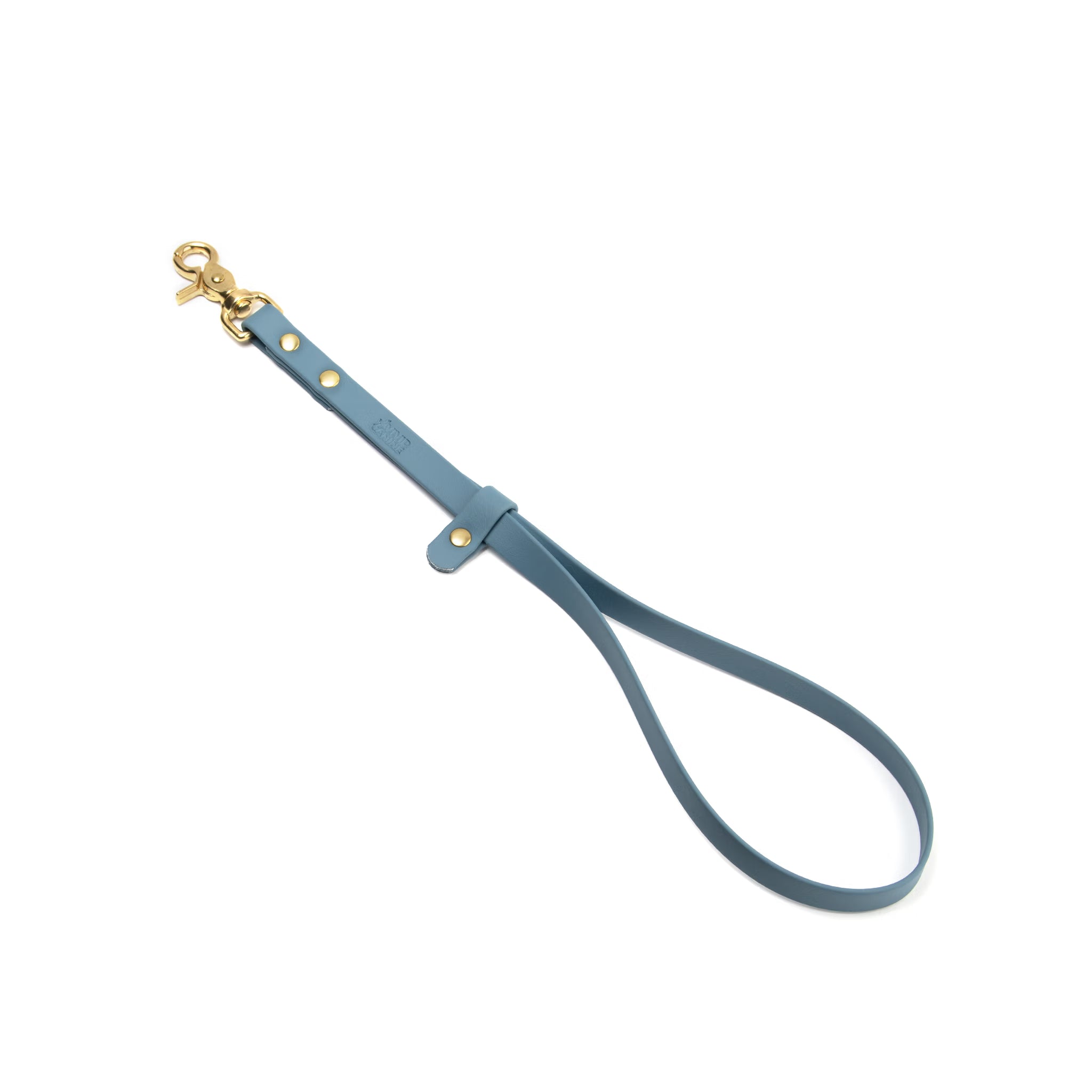 BioThane waterproof grooming loop with brass hardware on white background