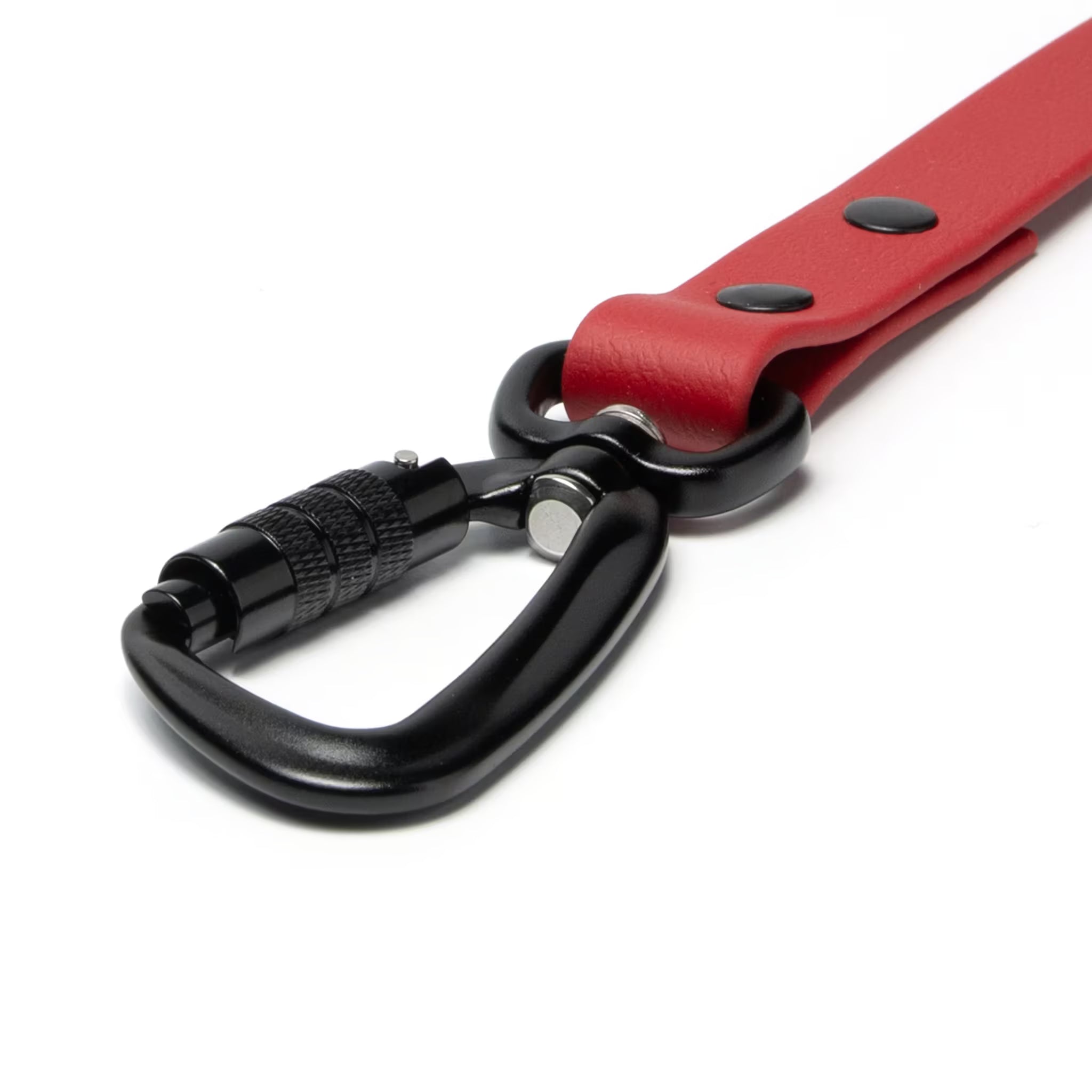 matte black carabiner close up