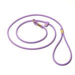 Waterproof BioThane rolled slip lead in lilac with brass hardware
