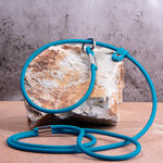 Waterproof BioThane rolled slip lead in ocean blue color with stainless steel and nickel-plated hardware