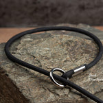 Waterproof BioThane rolled slip lead in black with stainless steel and nickel-plated hardware