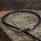 Waterproof BioThane rolled slip lead in black with stainless steel and nickel-plated hardware