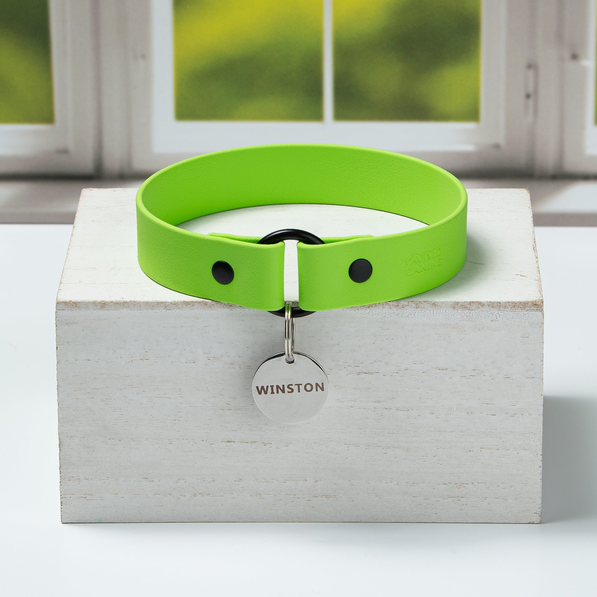 Waterproof slip-on dog ID collars made from Biothane