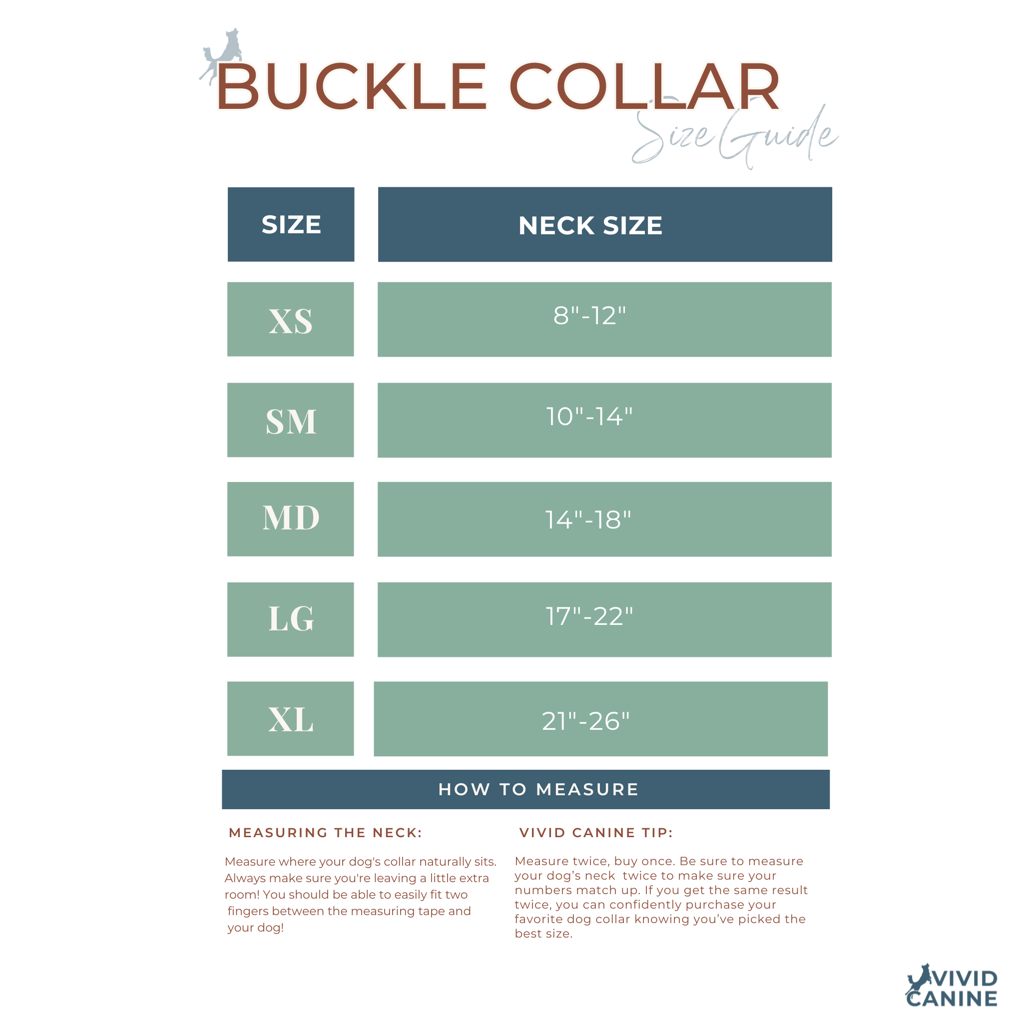 BioThane buckle collarsize guide chart