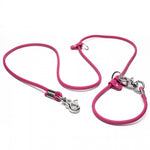 Waterproof BioThane rolled hands-free dog leash in Magenta