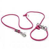 Waterproof BioThane rolled hands-free dog leash in Magenta