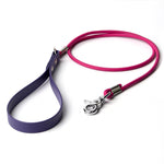 BioThane rolled dog leash with standard handle in purple and magenta