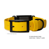 Yellow BioThane® Fi Series 3/3+ inline collar in 1" width showing buckle hardware - Vivid Canine