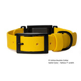 Yellow BioThane® Fi Series 3/3+ inline collar in 1" width showing buckle hardware - Vivid Canine