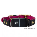 Magenta and black BioThane® Fi Series 3/3+ inline collar showing Fi device attachment — flat lay — Vivid Canine