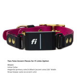 Magenta and black BioThane® Fi Series 3/3+ inline collar showing Fi device attachment - Vivid Canine
