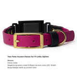 Magenta and black BioThane® Fi Series 3/3+ inline collar in 3/4" width showing buckle hardware - Vivid Canine