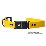 Yellow BioThane® Fi Series 3/3+ inline collar open showing both ends - Vivid Canine
