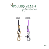 two different types of dog leashes, one made of solid brass and the other made of chrome plated material.