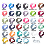 Vivid Canine BioThane® color chart showing all available color options for BioThane® Gear