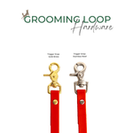 two different types of dog leashes, one made of brass and the other made of stainless steel.