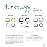 The image is a collage of various hardware items, including D-Rings, Buckles, and Brass, showcasing different materials and finishes.