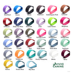 Vivid Canine BioThane® color chart showing all available color options for BioThane® Gear