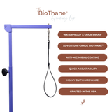 BioThane® slip-style grooming loop with product feature callouts — waterproof and easy to clean