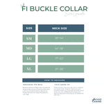 Size guide for FI Buckle Collar with neck size measurements.