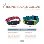 Biothane fi compatible inline buckle collar size comparison showing 3/4" and 1" width collars