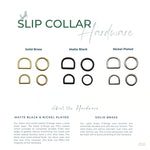 BioThane® Waterproof Slip Dog Collar hardware options infographic