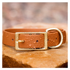 Vivid Canine BioThane® waterproof buckle dog collar caramel - durable outdoor pet gear available in XS-XL sizes