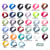 a grid of 24 different colors, each one representing a different type of ribbon. These colors include various shades of purple, blue, green, pink, and more. The colors are arranged in a grid format, with each row representing a different color and each column representing a different type of ribbon. The image does not contain any text, and the colors are described in detail without any redundancy or vague wording.