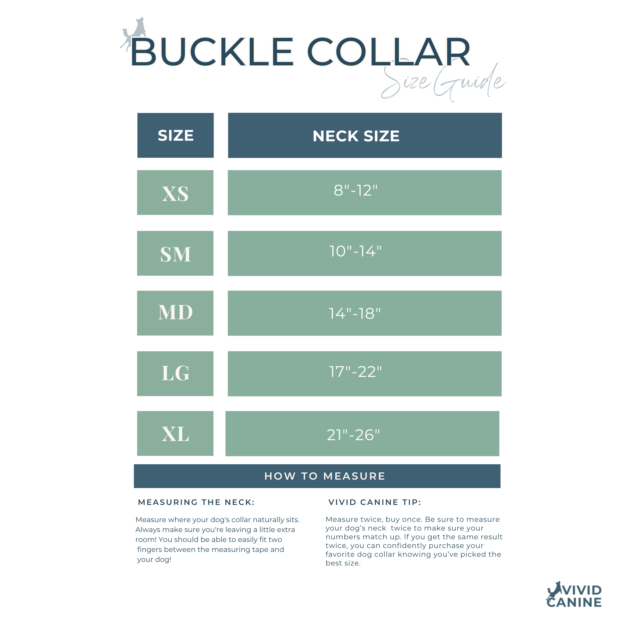BioThane buckle collarsize guide chart