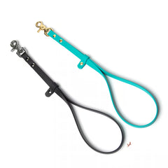 Grooming loops in black with stainless steel trigger snap and teal with solid brass trigger snap vivid canine