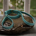 BioThane slip dog leash in Dusty Turquoise color demonstrating adjustable loop design