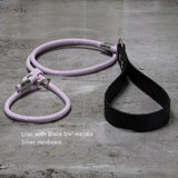 BioThane rolled slip dog leash in lilac with standard handle in black chrome  hardware