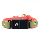 Waterproof BioThane FI collar in coral and sage