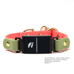 Fi Series 3 Compatible - BioThane® Waterproof Slip Collar in coral with matcha accents in 3/4" width with brass hardware