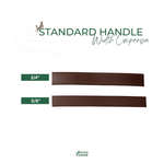 Comparison of BioThane standard handle widths with a measuring tape on a white background
