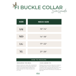 Biothane Fi buckle dog collar size guide infographic