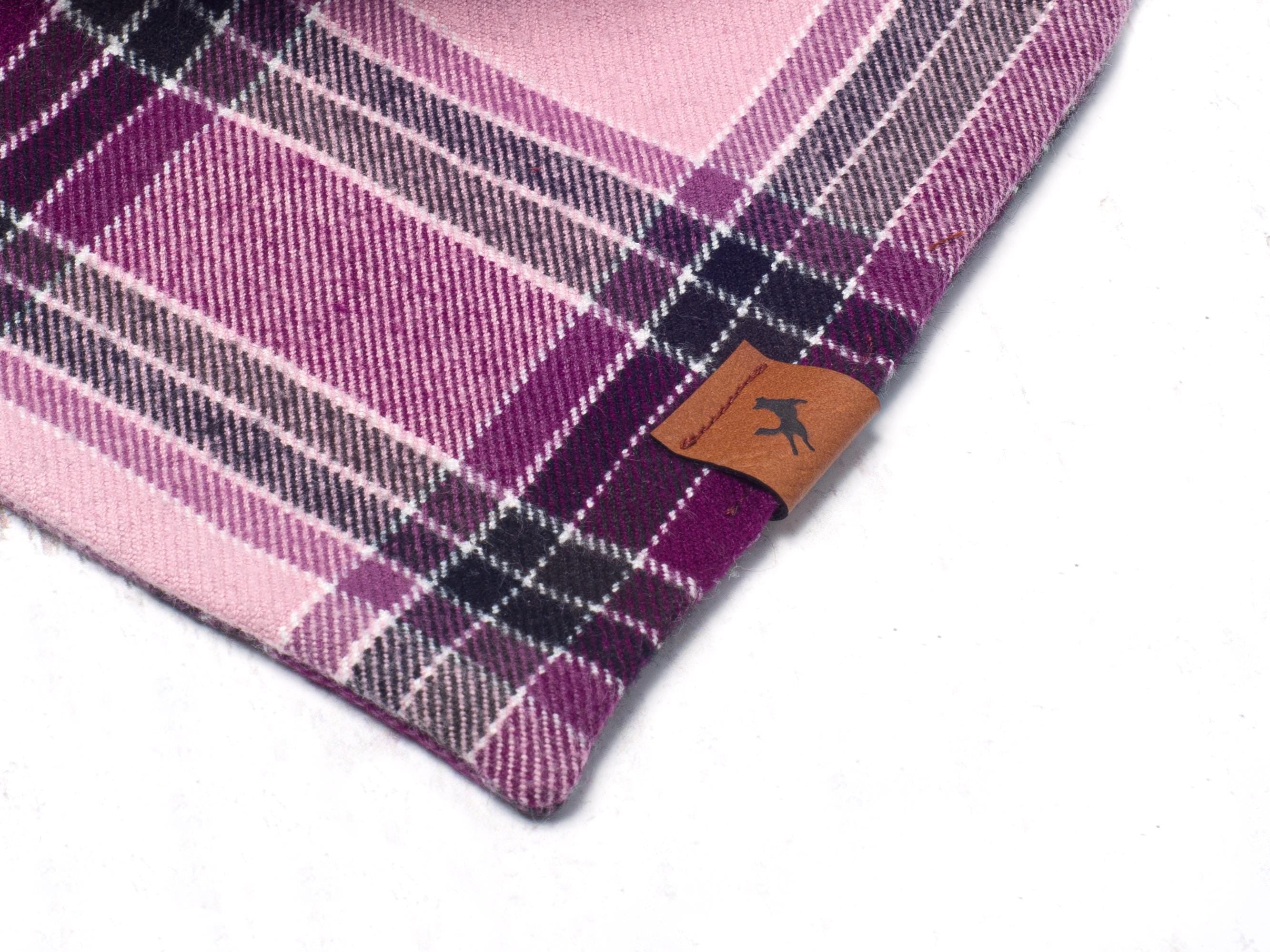 purple plaid dog bandana in brushed cotton