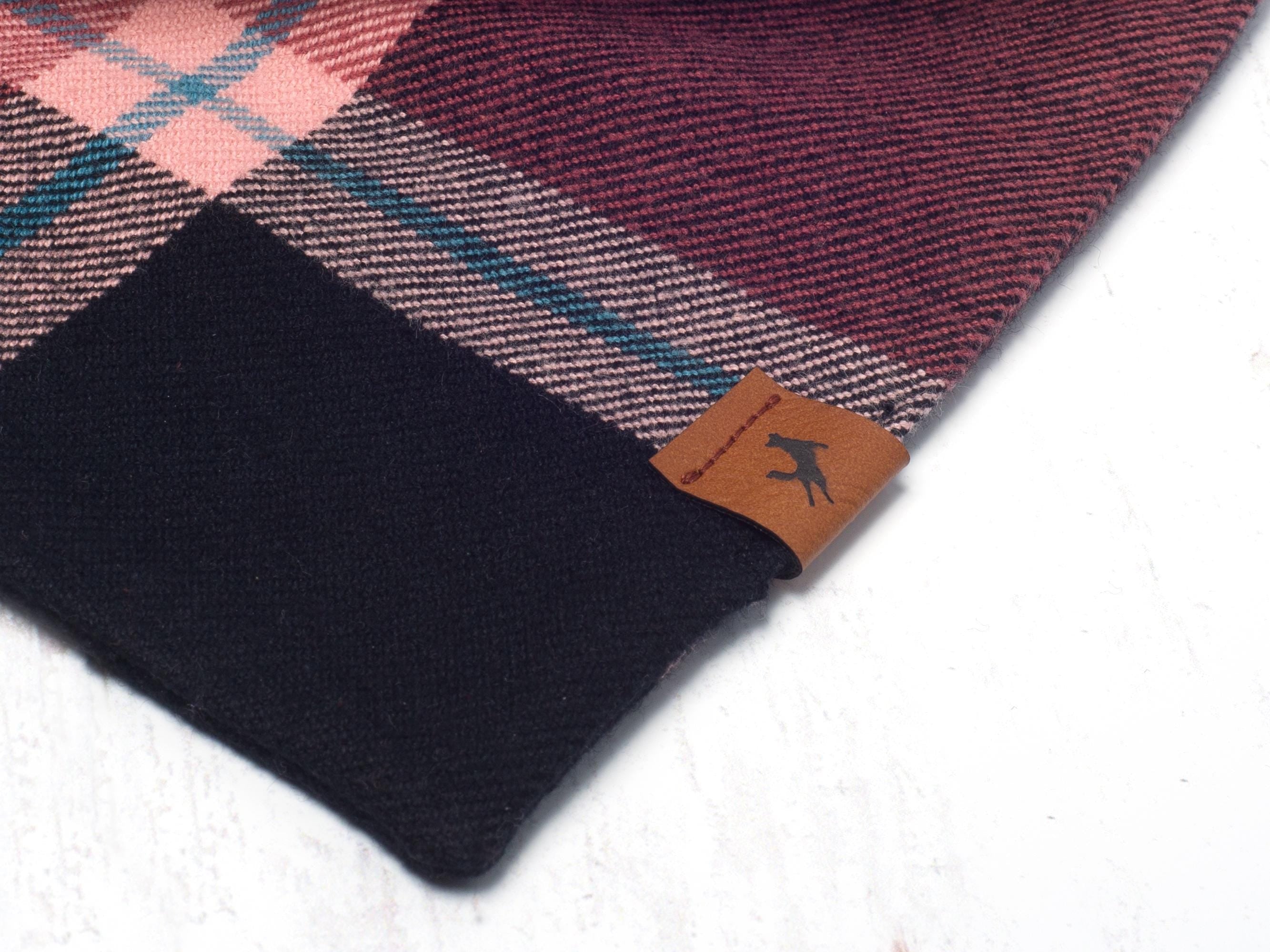 terracotta plaid dog bandana in brushed cotton