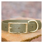 Vivid Canine BioThane® waterproof buckle dog collar olive - durable outdoor pet gear available in XS-XL sizes