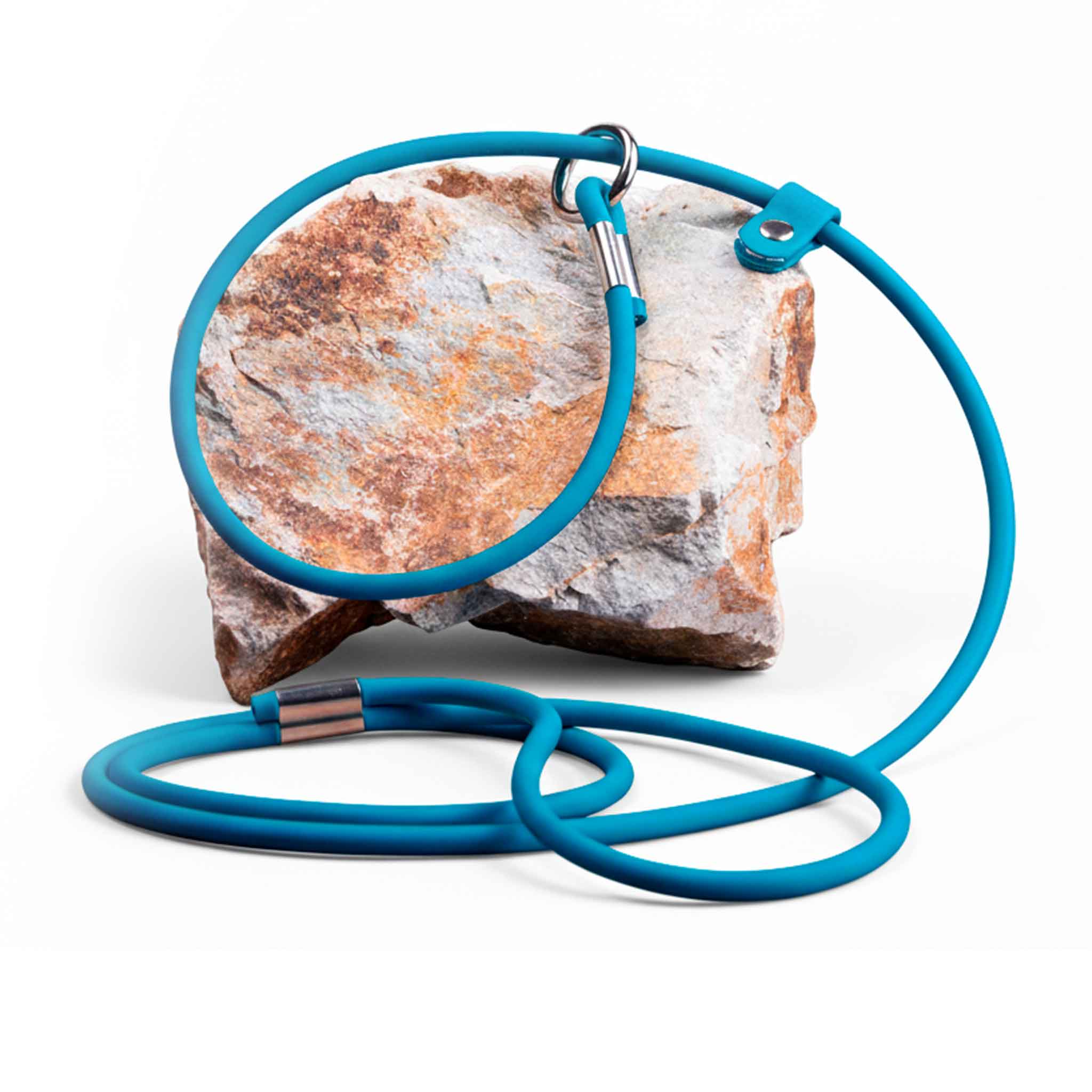 Waterproof BioThane rolled slip lead in ocean blue color and nickel-plated hardware