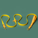 hands-free leash in two-tone yellow and orange