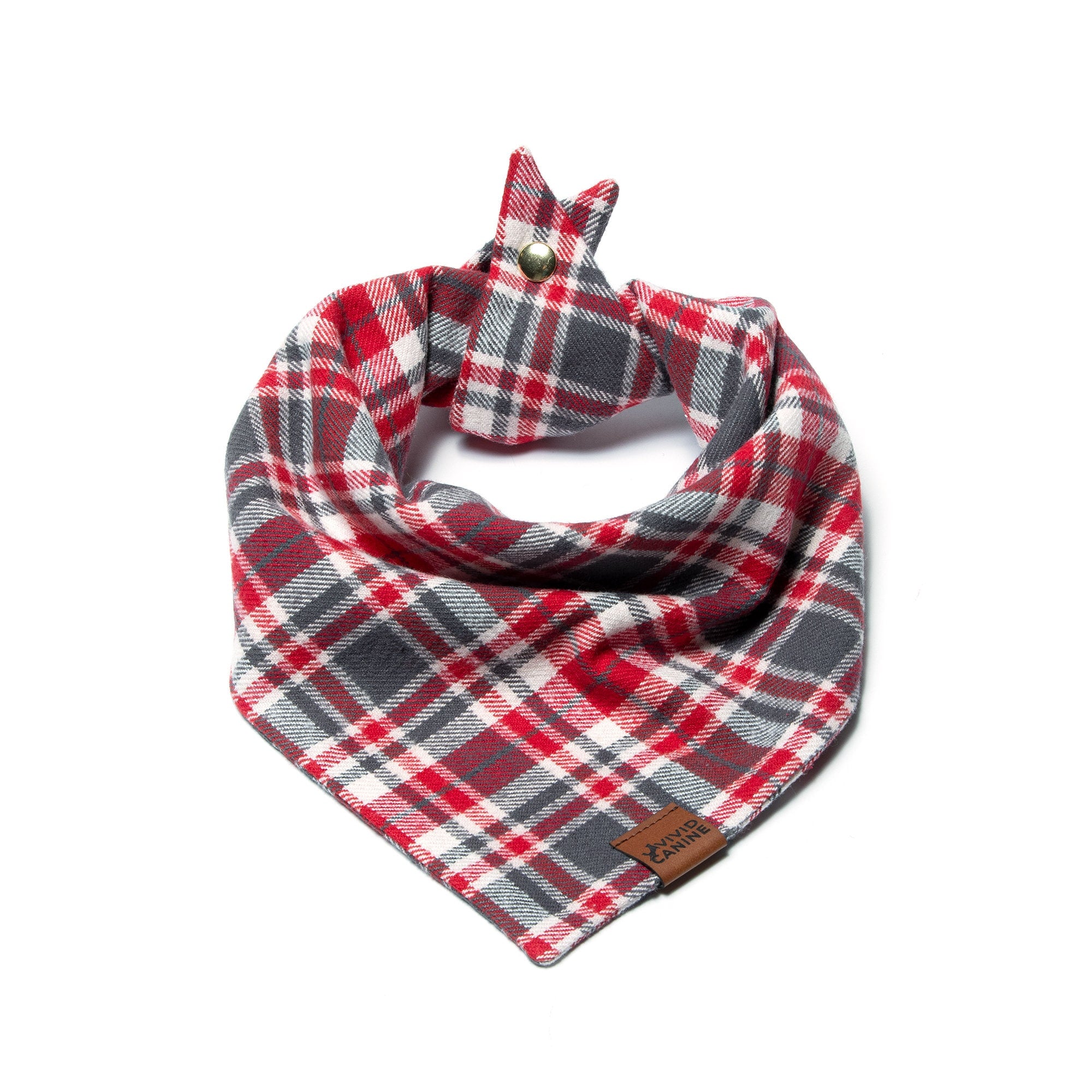 red and grey plaid dog bandana