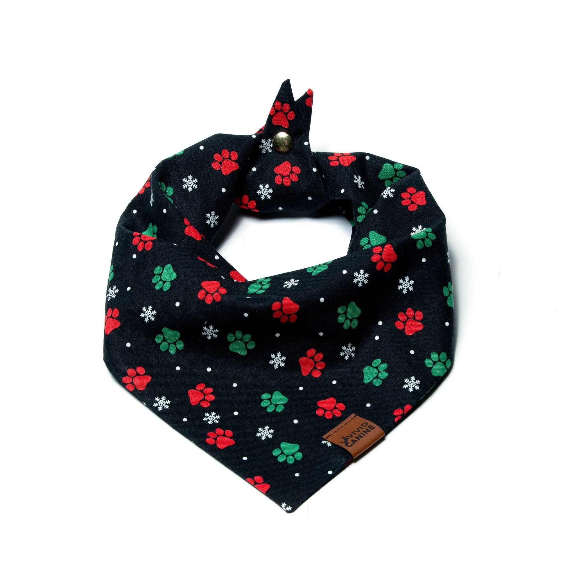 Christmas dog bandana with red and green paw prints