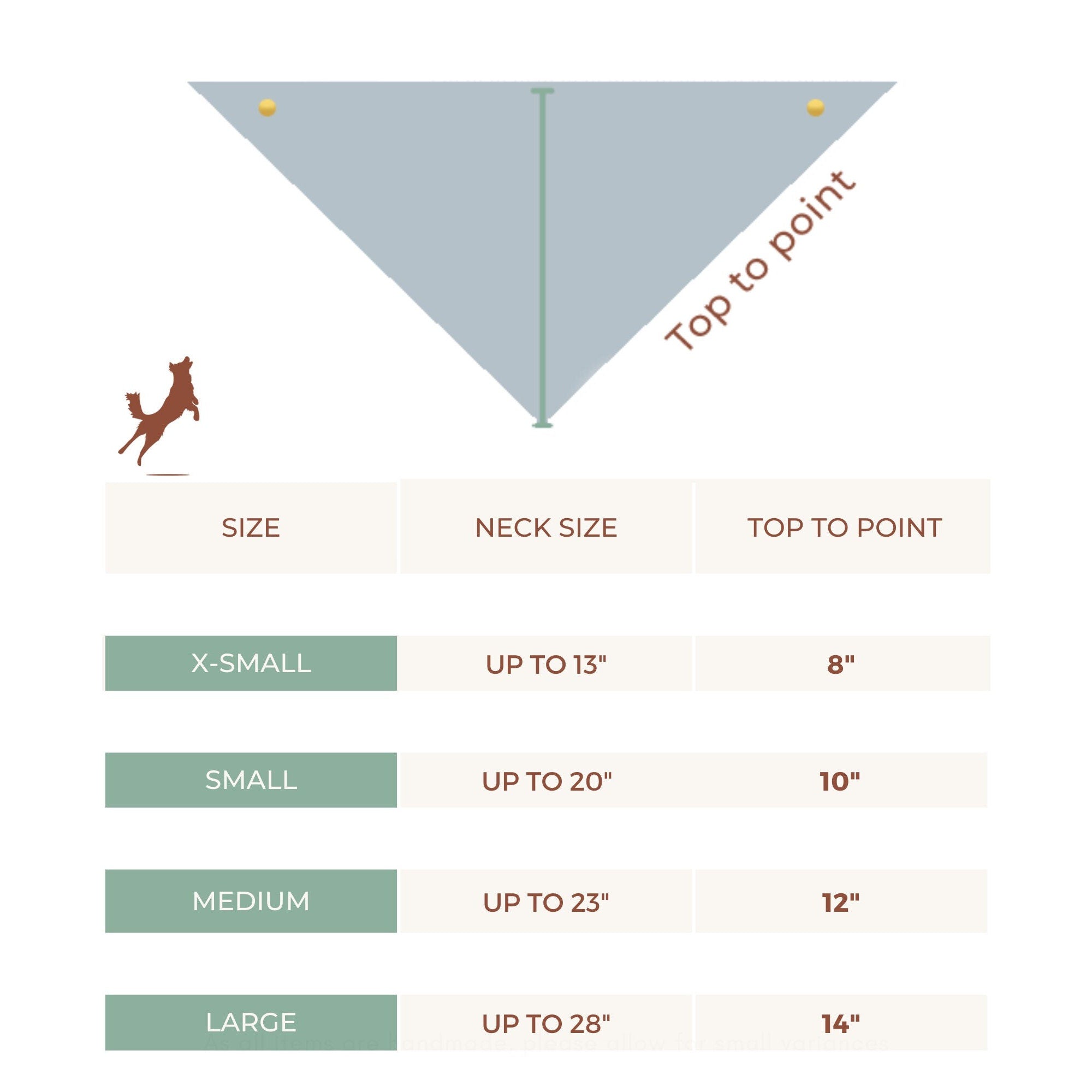 dog bandana size guide