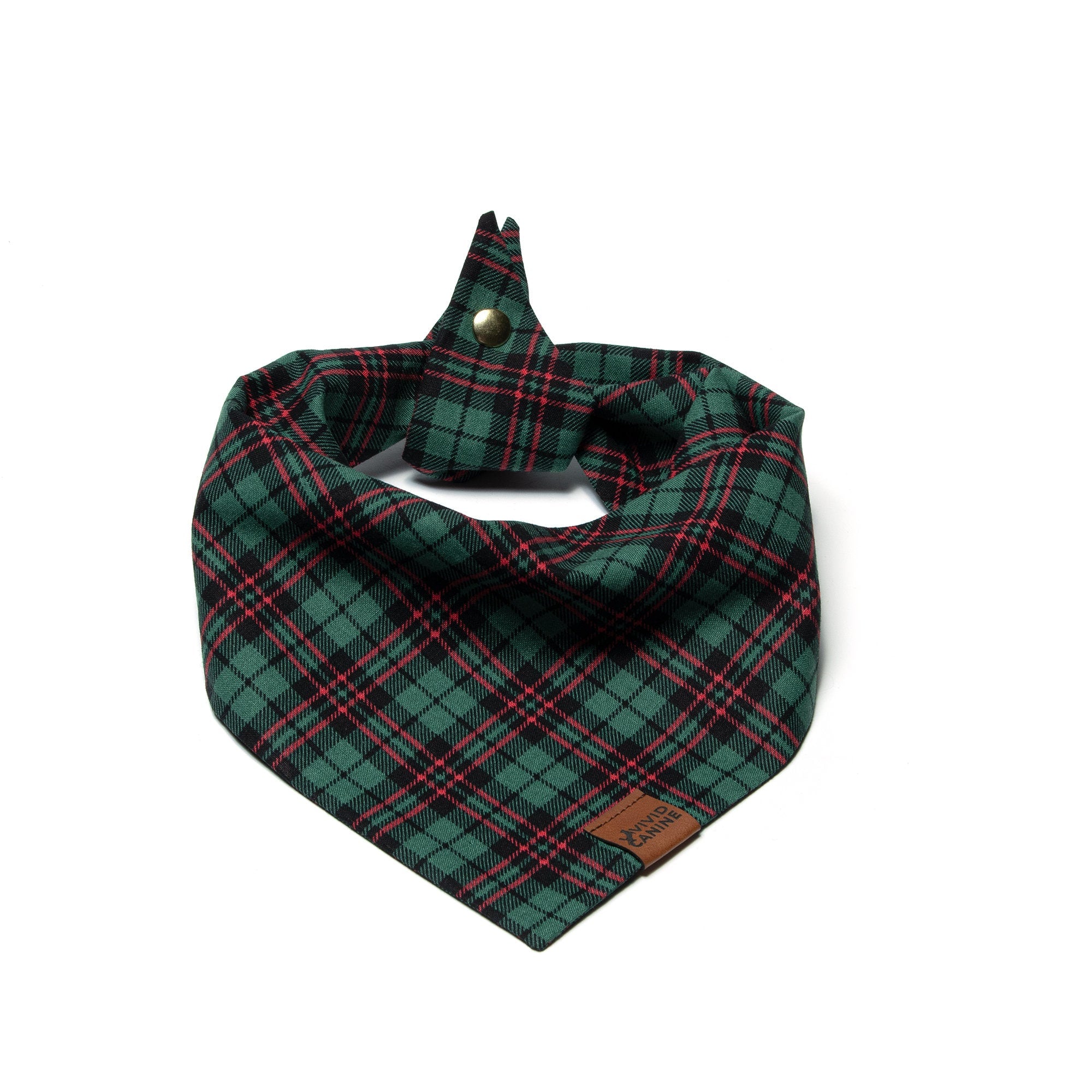 green and red tartan dog bandana